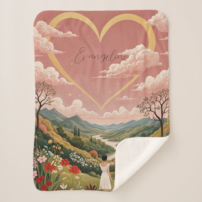 A Girl's Heartfelt Gaze Personalised   Sherpa Blanket (Front)