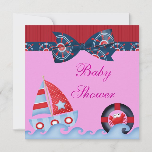 A Girls Sea Life Baby Shower Invitation (Front)