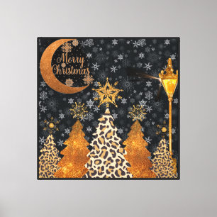 A Glamourous Wild Leopard Christmas Canvas Print
