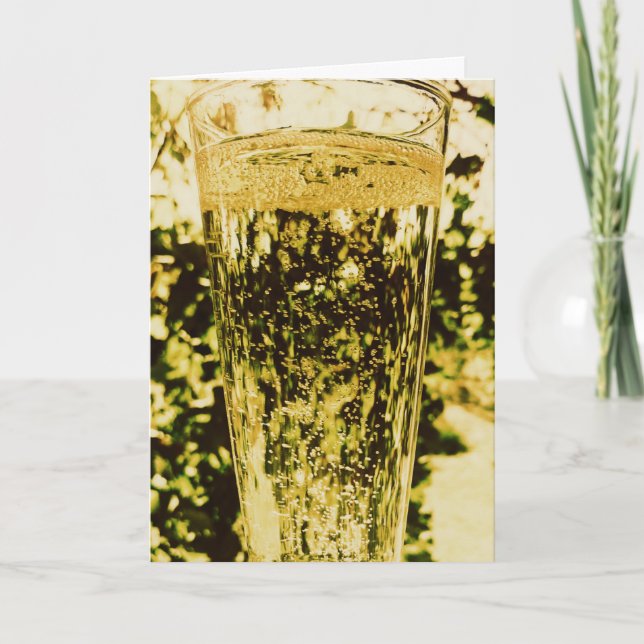 A glass of Champagne Happy Birthday Card (Front)