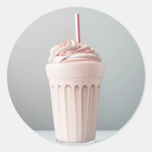 A Glass of Strawberry Milkshake Classic Round Sticker