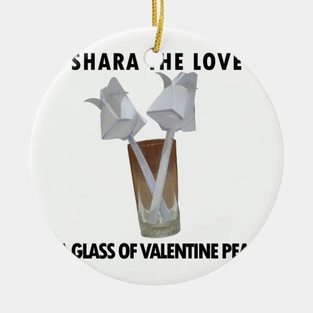 A glass of valentine peace. ceramic tree decoration (Front)