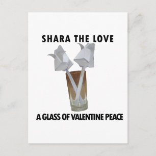A glass of valentine peace. holiday postcard