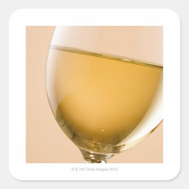 A glass of white wine square sticker (Front)
