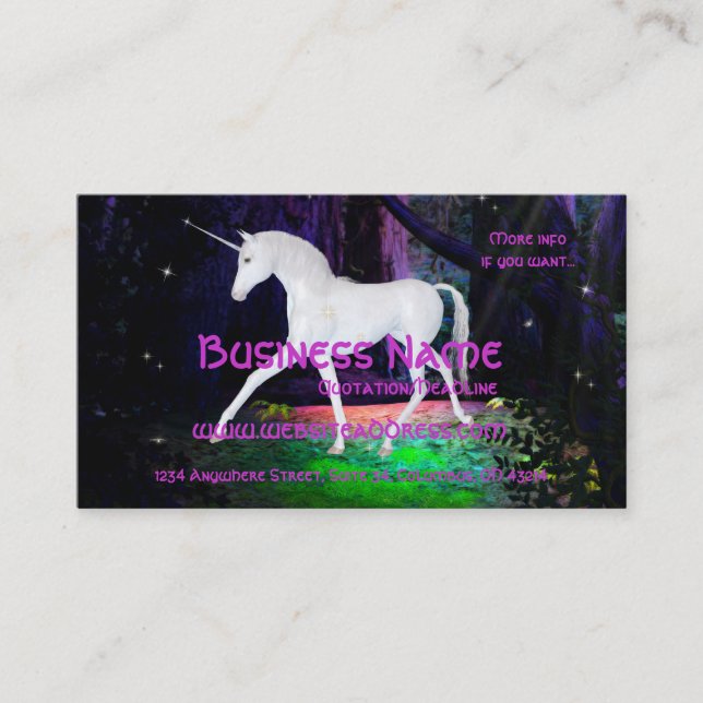 A Glimpse of a Unicorn - Fantasy Business Cards (Front)