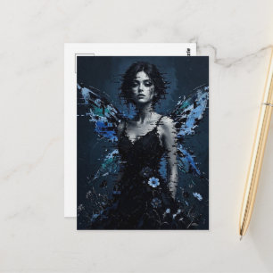 A Glitch Fairy with Blue Flowers Postcard