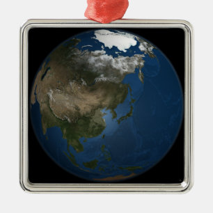 A global view over Asia with Arctic sea ice Metal Tree Decoration