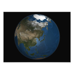 A global view over Asia with Arctic sea ice Photo Print