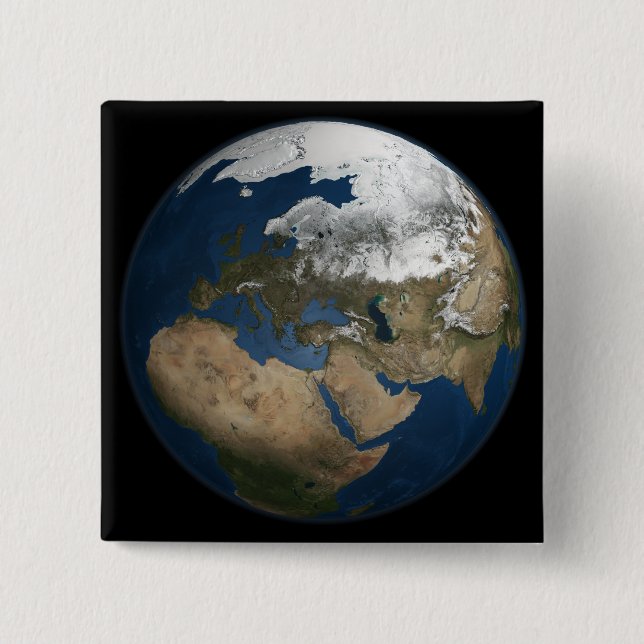 A global view over Europe and Scandinavia 15 Cm Square Badge (Front)