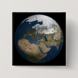 A global view over Europe and Scandinavia 15 Cm Square Badge
