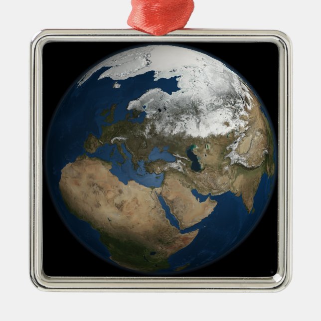 A global view over Europe and Scandinavia Metal Tree Decoration (Front)