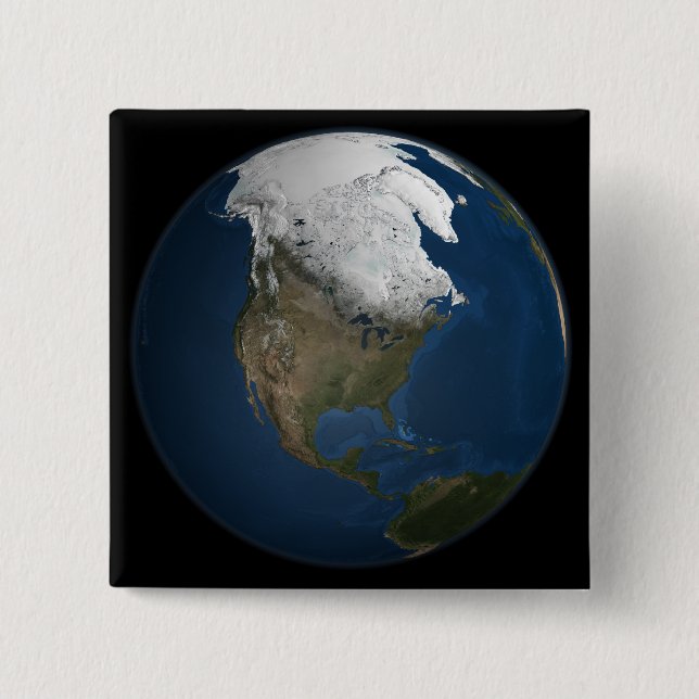 A global view over North America 15 Cm Square Badge (Front)