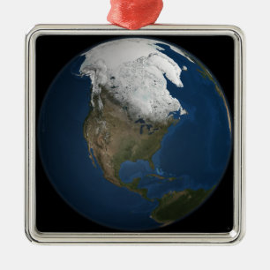 A global view over North America Metal Tree Decoration
