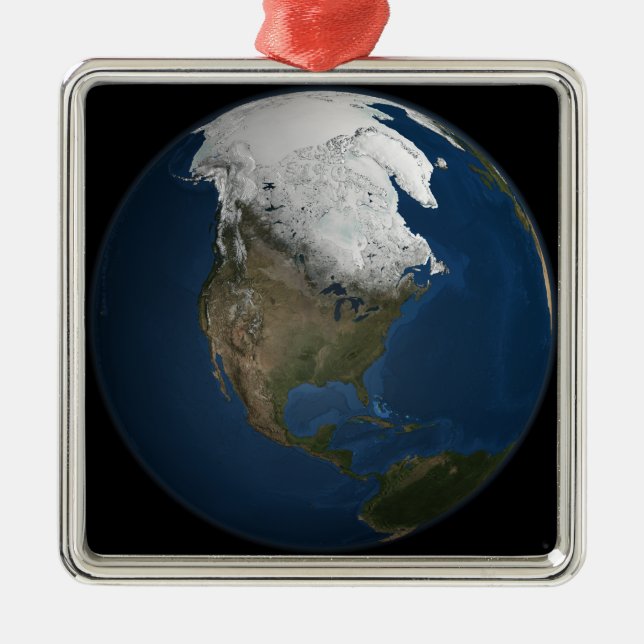 A global view over North America Metal Tree Decoration (Front)