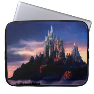 A gloomy fairy-tale castle on a mountain among the laptop sleeve