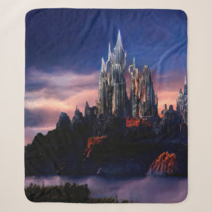 A gloomy fairy-tale castle on a mountain among the sherpa blanket