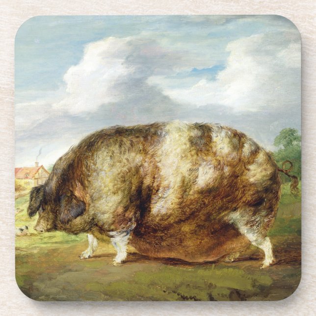 A Gloucestershire Old Spot (oil on panel) Coaster (Front)