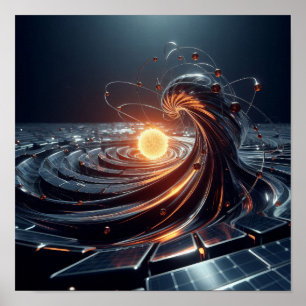 A glowing nucleus in virtual space poster