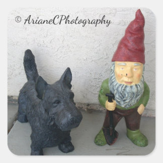 A gnome and his dog stickers