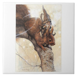 A GNOME RIDING A SQUIRREL TILE