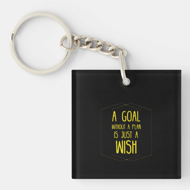 A goal without a plan inspirational quote key ring (Front)