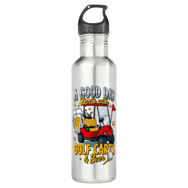 A God Day Starts with Golf Carts 710 Ml Water Bottle (Front)