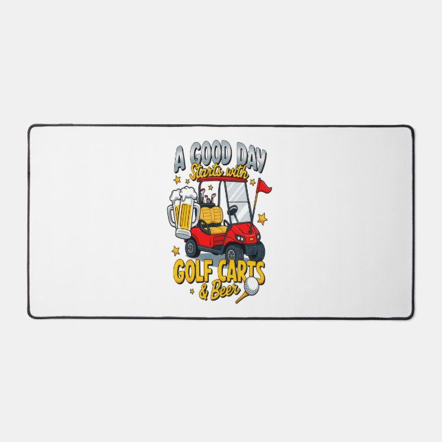 A God Day Starts with Golf Carts Desk Mat (Front)