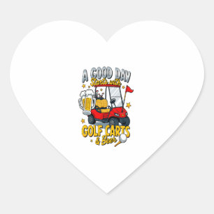 A God Day Starts with Golf Carts Heart Sticker