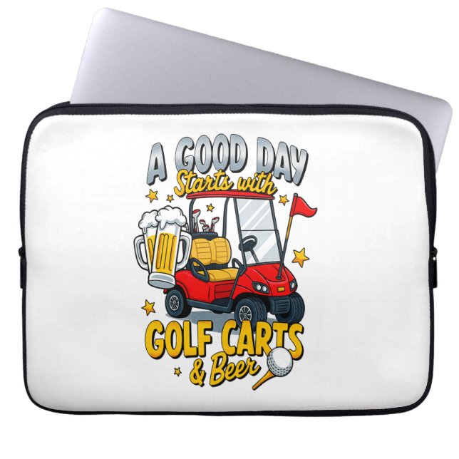 A God Day Starts with Golf Carts Laptop Sleeve (Front)
