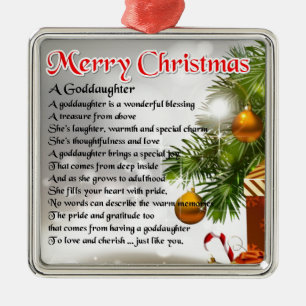A goddaughter poem - Christmas design Metal Tree Decoration