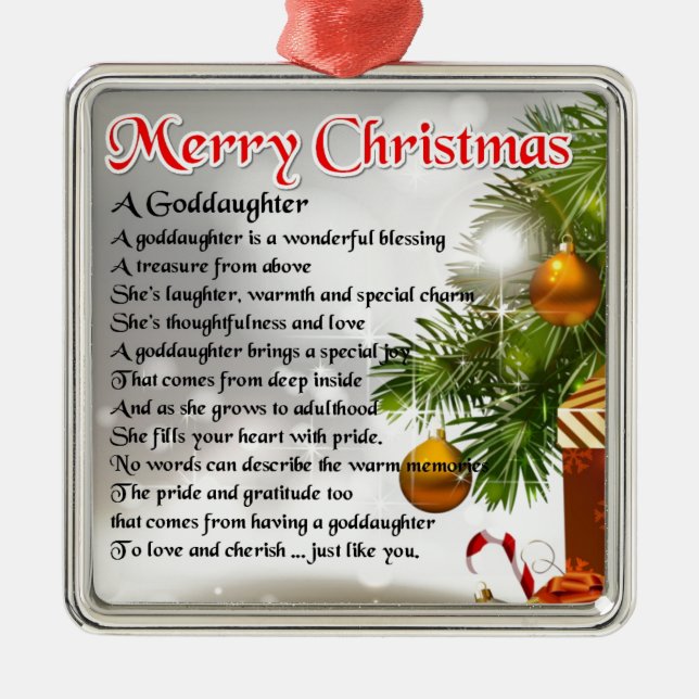 A goddaughter poem - Christmas design Metal Tree Decoration (Front)