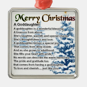 A goddaughter poem - Christmas design Metal Tree Decoration