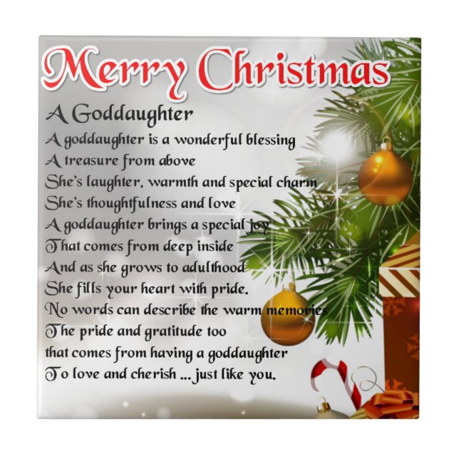 A goddaughter poem - Christmas design Tile (Front)