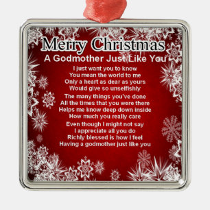 A godmother poem - christmas design metal tree decoration