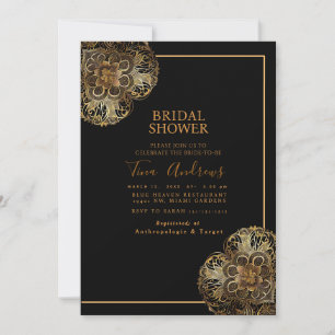 A Gold and Black Bridal Shower Invitation Card