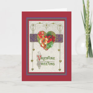 a gold heart, narcissus, deco Valentine Greeting Holiday Card