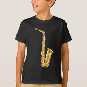 A gold saxophone T-Shirt