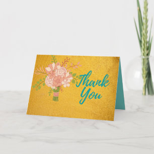 A Golden Floral Thank You Card