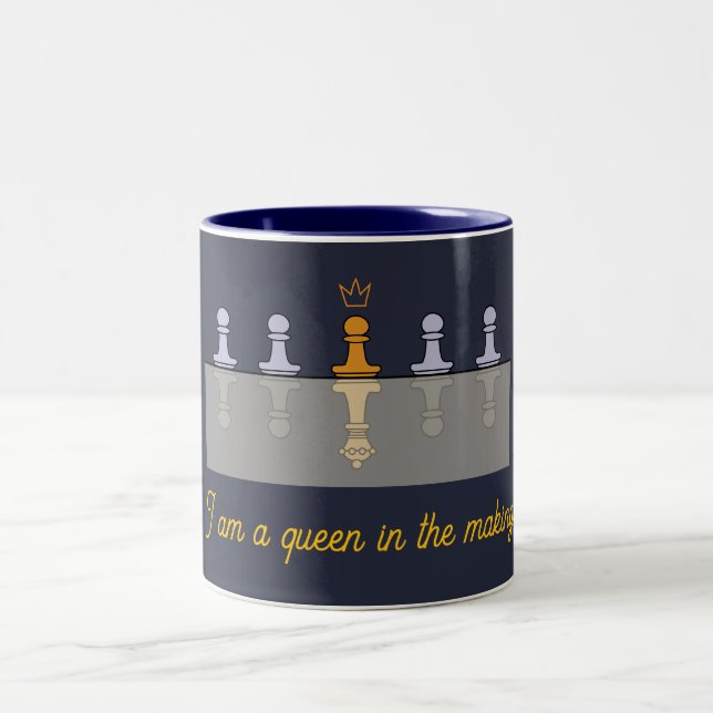 A golden pawn destined to be queen  Two-Tone coffee mug (Center)