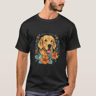 A Golden Retriever surrounded with Lilies illustra T-Shirt