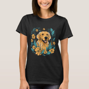 A Golden Retriever surrounded with Lilies illustra T-Shirt