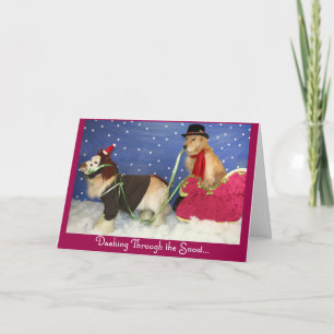 A Golden Sleigh Ride Christmas Holiday Card