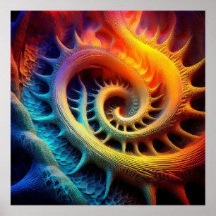 A Golden Spiked mandelbrot Set Fractal Poster