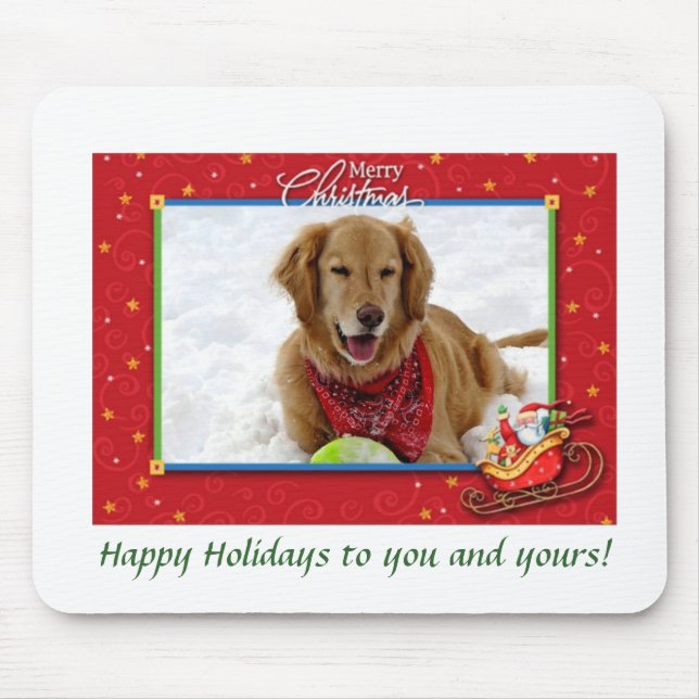 A Golden's Christmas Greeting Mouse Mat (Front)