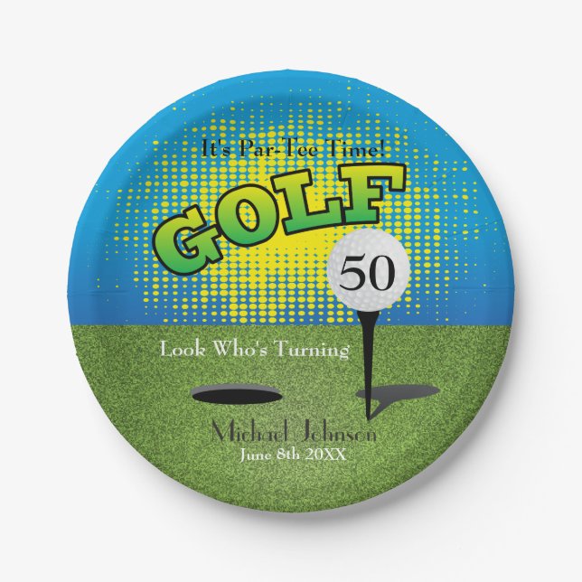 A Golf Player Party Paper Plate (Front)