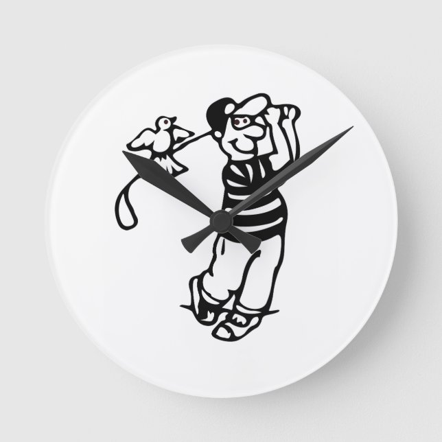 A Golfer in b-w Round Clock (Front)