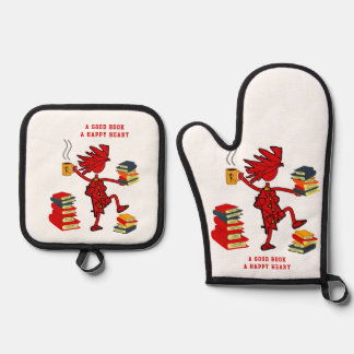 A Good Book A Happy Heart Mug In Fall Colours Oven Mitt & Pot Holder Set