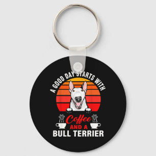 A good day starts with coffee and a bull terrier key ring