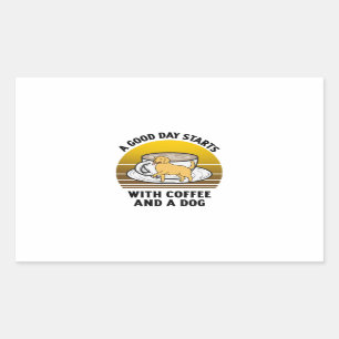 A good day starts with coffee and a dog Retro vint Rectangular Sticker