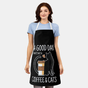 A Good Day Starts With Coffee And Cats Funny Cute  Apron